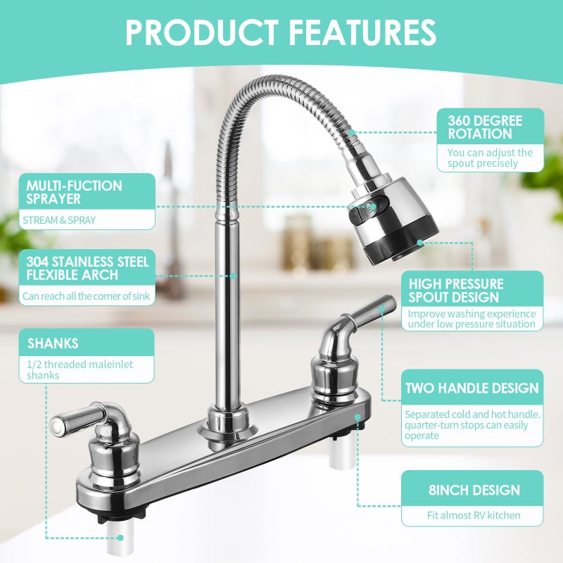 JAKARDA RV Kitchen Faucet Non-Metallic, Flexible Spout for Campers, Motorhomes, Travel Trailers - Image 4